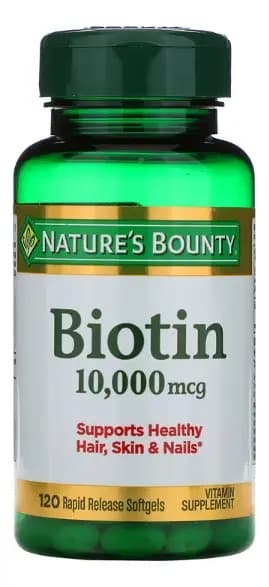 Biotina Nature's Bounty 10,000 Mcg Para El Cabello, Piel Y Uñas Saludables Sin Sabor
