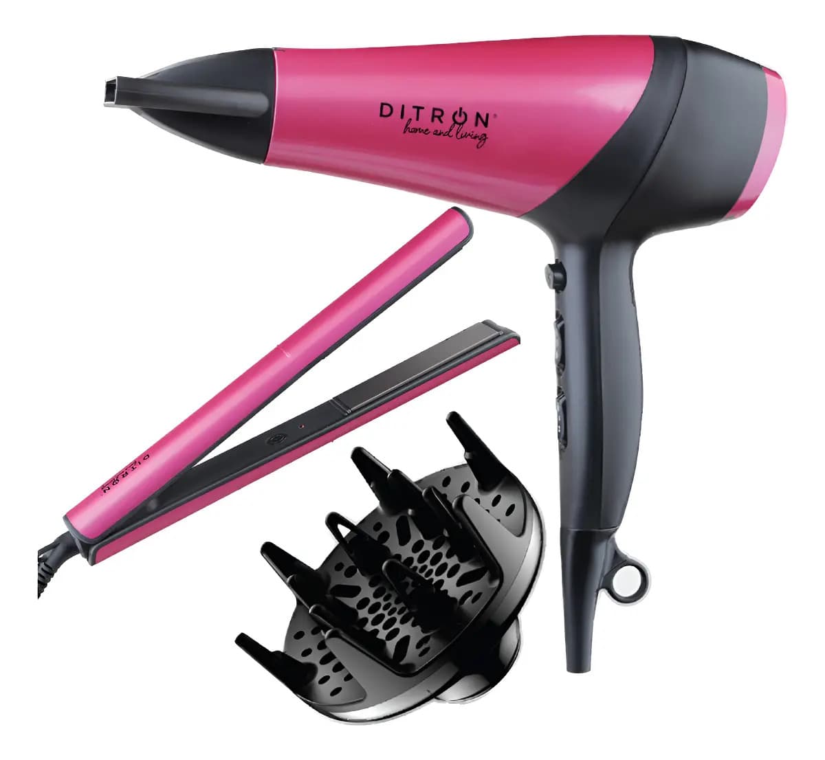 Set Planchita Cerámica Secador Pelo 2200W Ditron SK-SET1 Tecnología Iónica