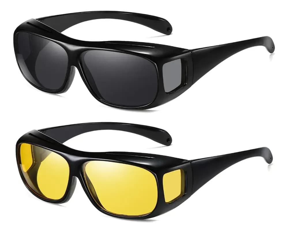 Lentes Visión Nocturna Hd Anteojos Anti Encandilamiento X2 Deportivo Envolvente Negro (montura) Amarillo Y Negro Negro