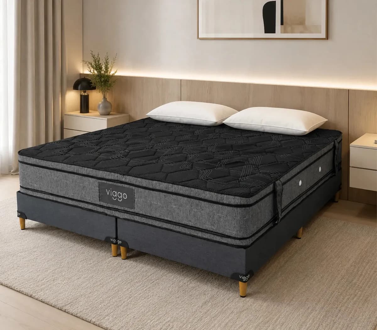 Sommier Viggo Magnum 200x200 Cm Alta Densidad 300 Kg Negro
