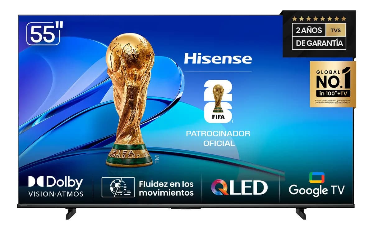 Smart TV Hisense 55Q6N Pantalla 55 Pulgadas Google TV Dolby Audio UHD 4K QLED