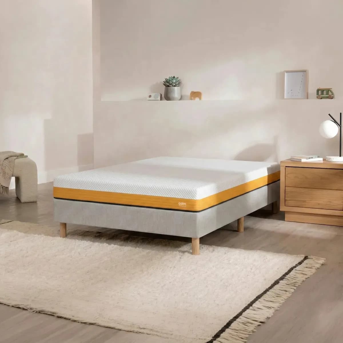 Combo Sommier Terrenal + Colchon En Caja Calm 2 Plazas 140x190 Gris Claro