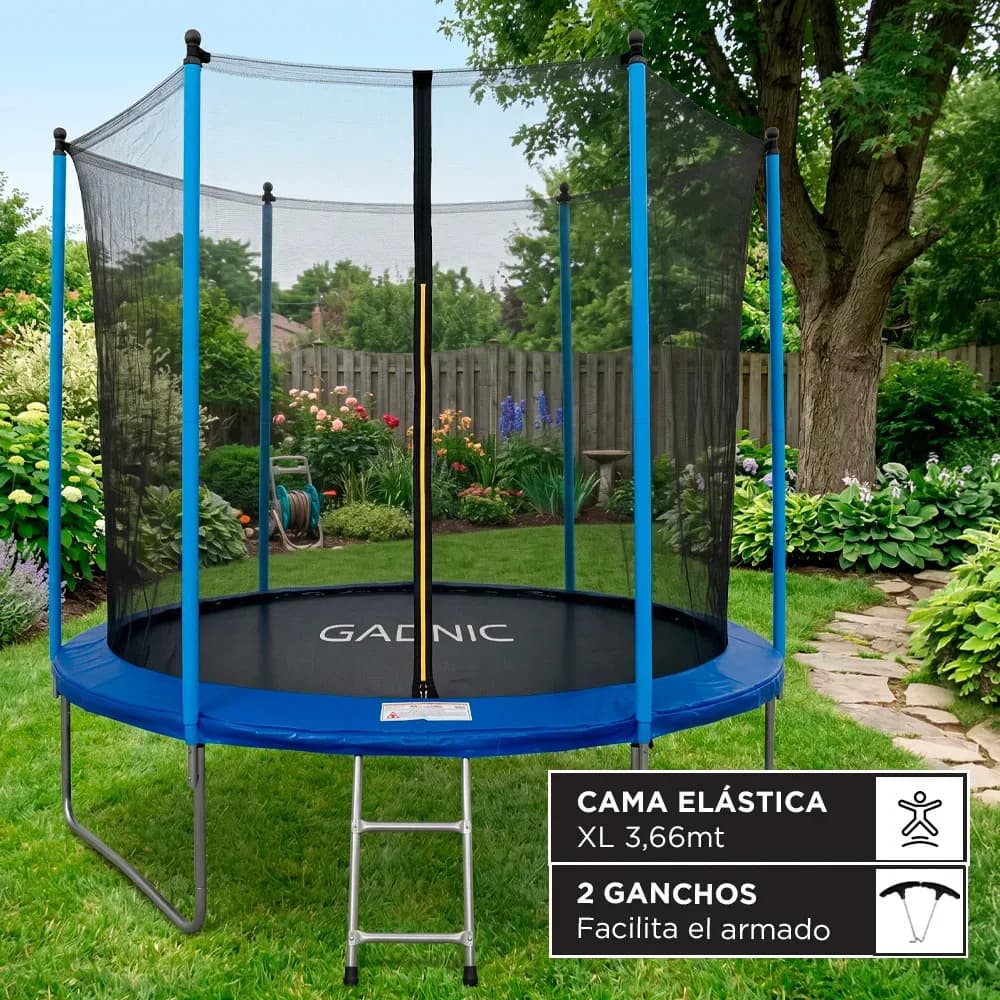 Cama Elástica Gadnic Niños 3,65m 12ft Trampolin con Red de Seguridad Escalera Estructura Acero