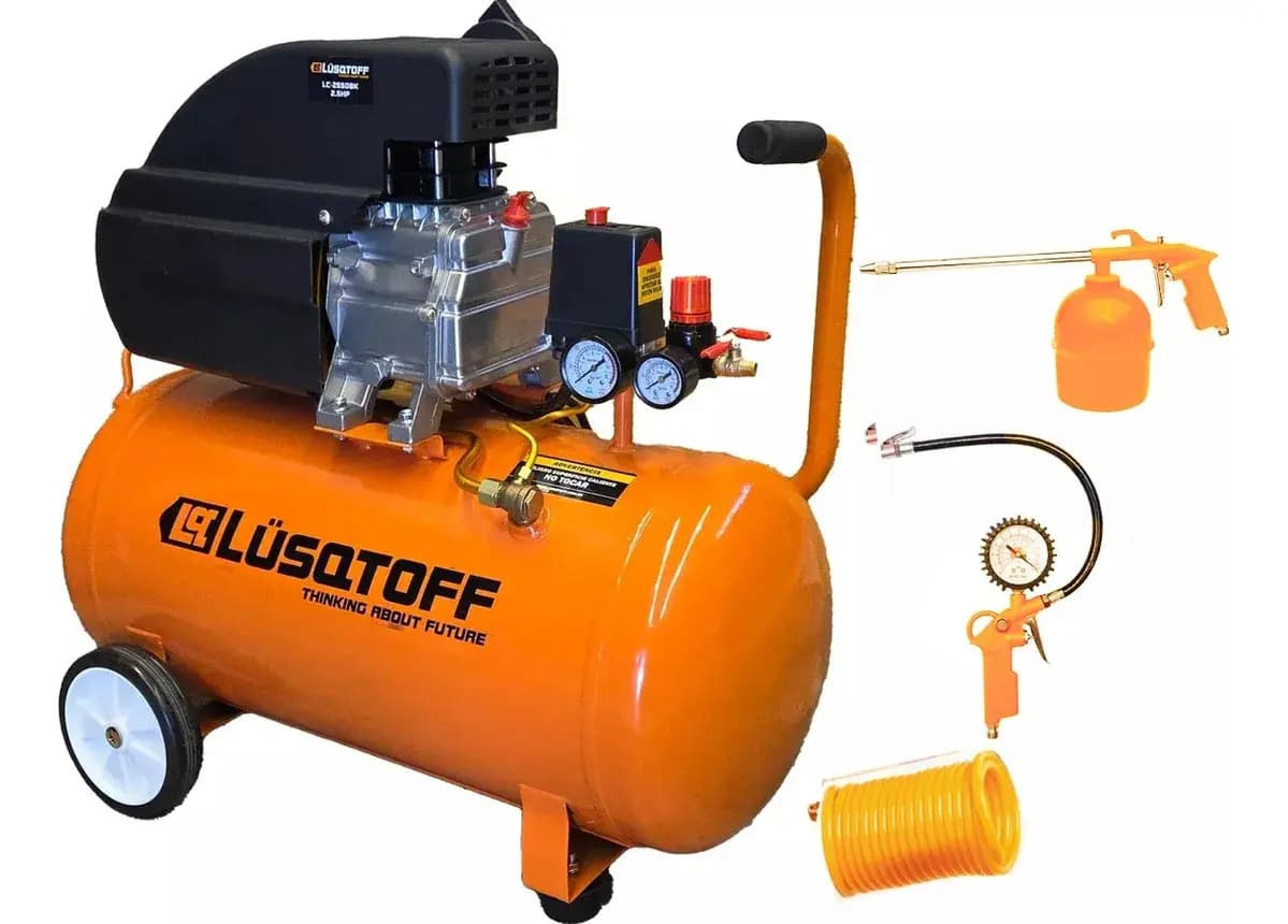 Compresor De Aire 50 Litros Kit Aire 3 Pzs Lusqtoff Portatil