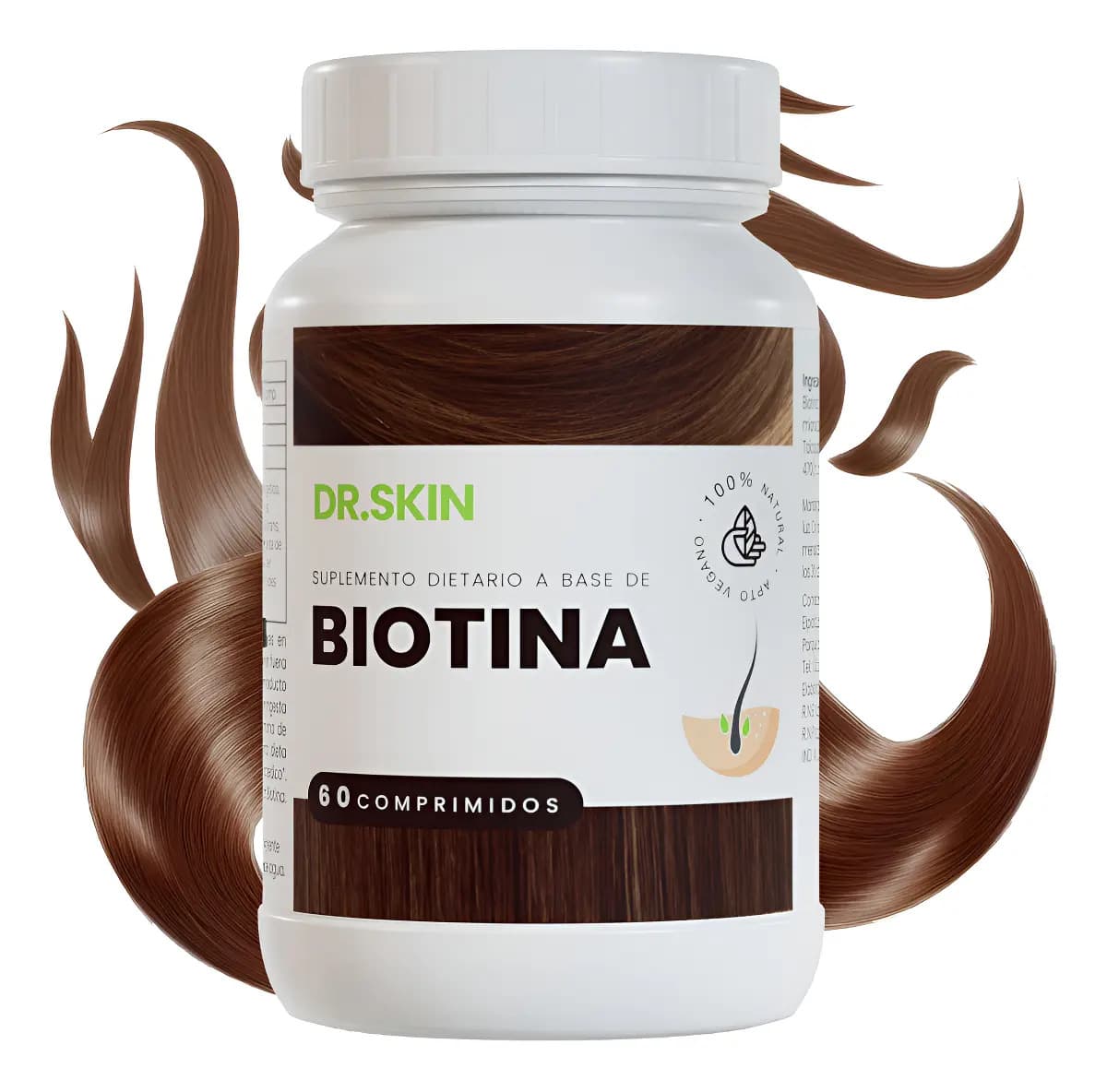 Biotina Capilar Pura 60 Comprimidos Dr Skin Anticaída Sabor Sin Sabor