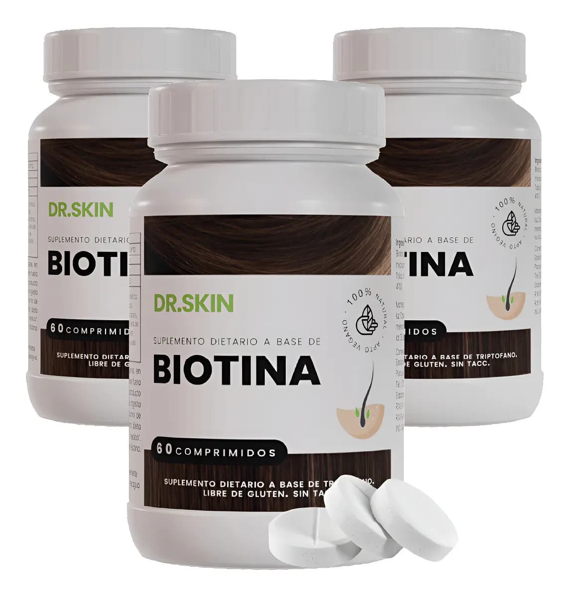 Biotina Capilar 180 Comprimidos Dr Skin Anti Caída Sin Sabor